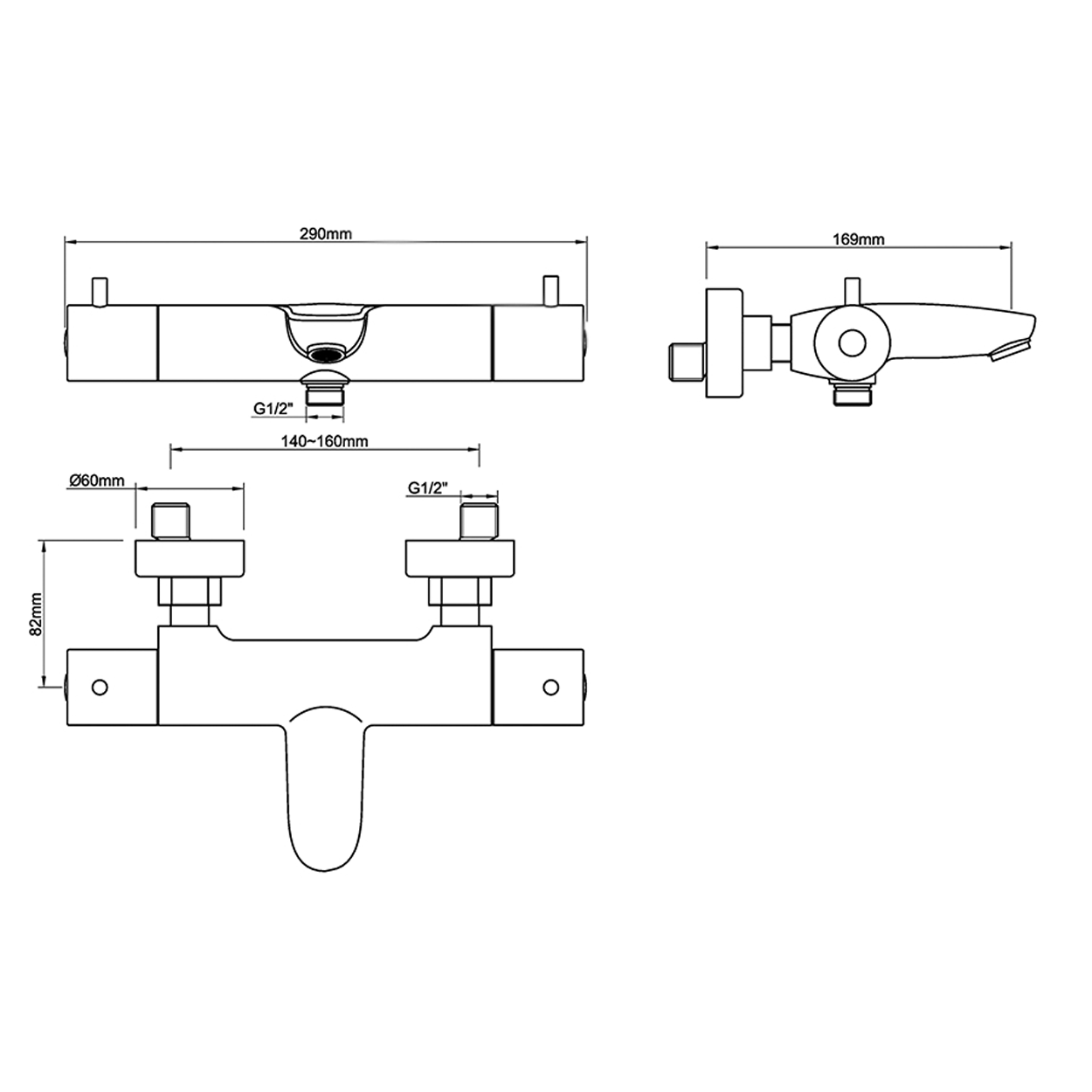 Wiesbaden Thermostatische Badmengkraan Caral Gunmetal